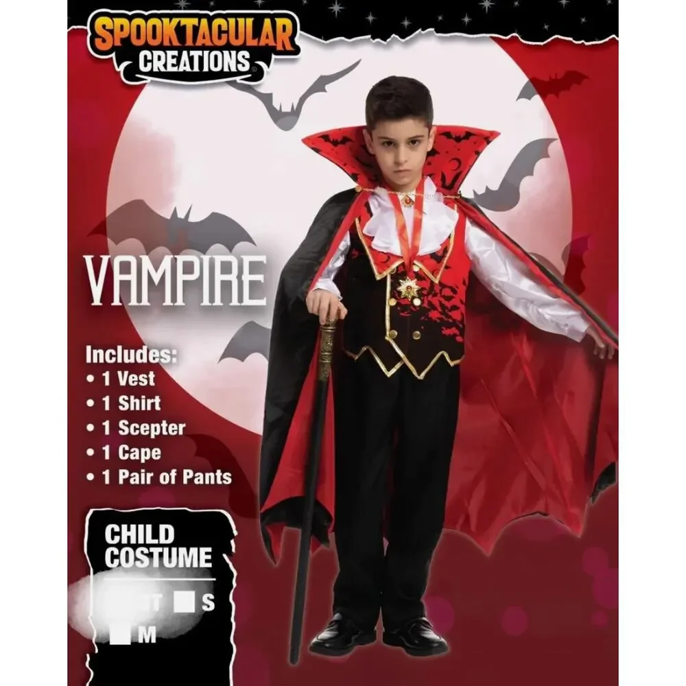 Spooktacular Creations Deluxe Vampire Halloween Costume Boy's Size S 5-7 Years